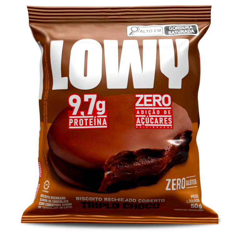 Biscoito Recheado Coberto Triplo Choco Lowy