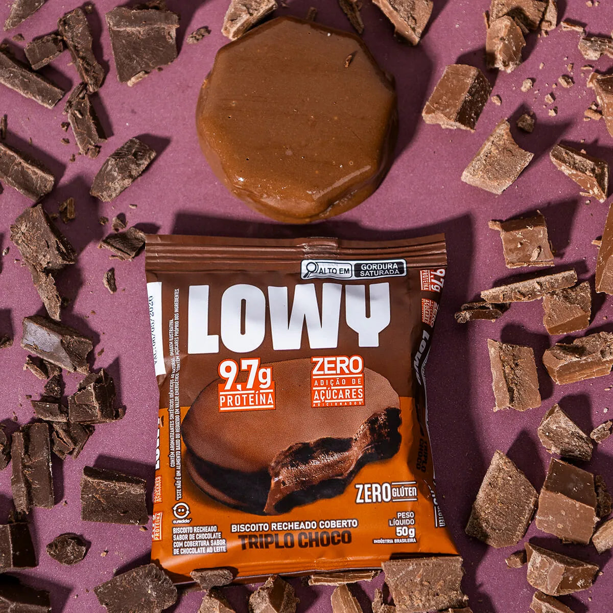 Combo Biscoito Recheado Coberto Triplo Choco Lowy - 03 unid 150g